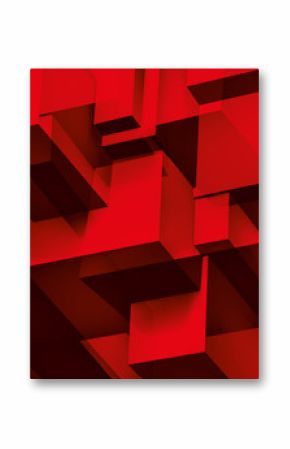 Volume geometric glass construction, 3d cubes red background, shapes mosaic, abstraction wallpaper, vector design for you presentation