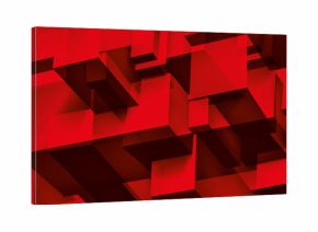 Volume geometric glass construction, 3d cubes red background, shapes mosaic, abstraction wallpaper, vector design for you presentation