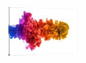 Acrylic colors and ink in water. Abstract frame background. Isolated on white.