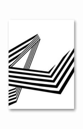 Abstract black and white stripes bent ribbon geometrical shape