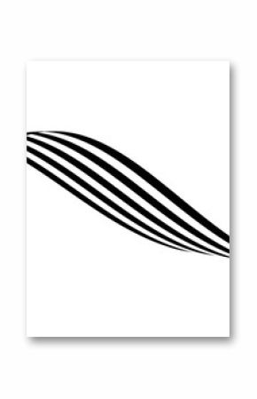 Abstract black and white stripes smoothly bent ribbon geometrical shape