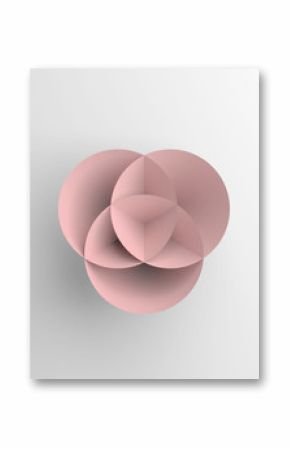 Abstract pink paper shape over white