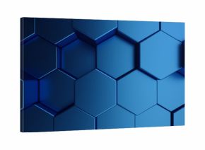 3D illustration abstract dark blue of futuristic surface hexagon pattern. Blue geometric hexagonal abstract background.