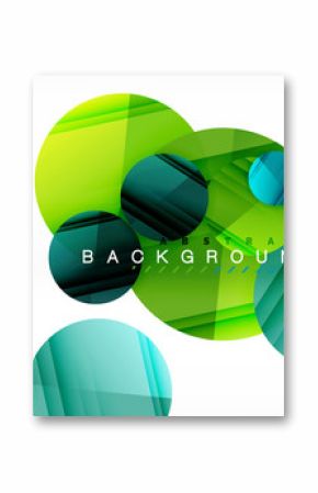 Glossy colorful circles abstract background, modern geometric design