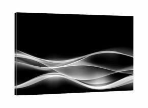 White Abstract Waves On Black Background