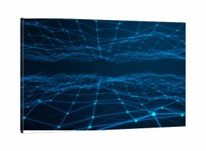 Technological connection futuristic shape, blue dot network, abstract background, blue background, Concept of Network, internet communication 3D rendering