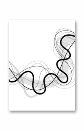 Abstract curve and waves black lines on a white background