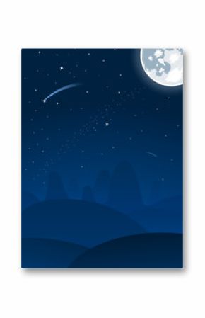 Vector night landscape with moon