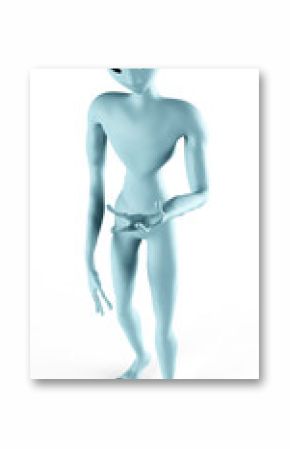 Alien Humanoid Full-length Standing Pose. Isolated on White