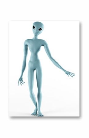 Alien Humanoid Full-length Standing Pose. Isolated on White