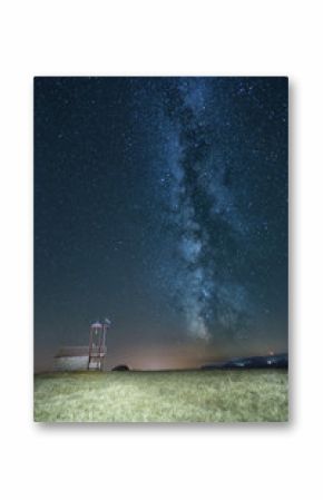 Milky way galaxy over a Chapel in Bulgaria