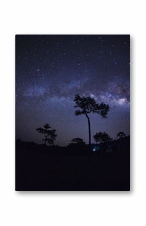 Milky Way at Phu Hin Rong Kla National Park,Phitsanulok Thailand.Long exposure photograph.with grain