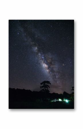 Milky Way at Phu Hin Rong Kla National Park,Phitsanulok Thailand.Long exposure photograph.with grain