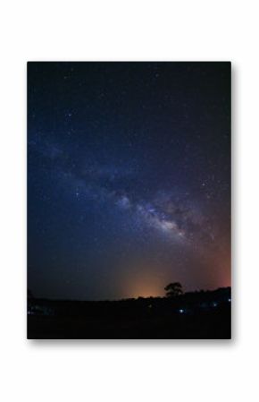 milky way galaxy and silhouette of tree with cloud at Phu Hin Rong Kla National Park,Phitsanulok Thailand