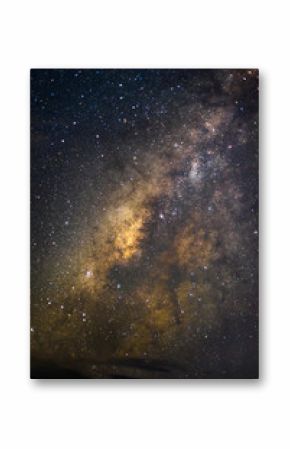 Center of the milky way galaxy with cloud. Stars and space dust in the universe. Closed up image with long exposure.