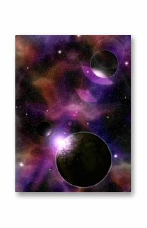 Fantastic space landscape. Journey through the galaxy. Mysterious worlds deep space. 