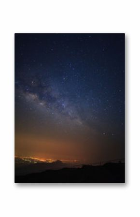 Milky way galaxy at Phutabberk Phetchabun in Thailand.Long exposure photograph.With grain