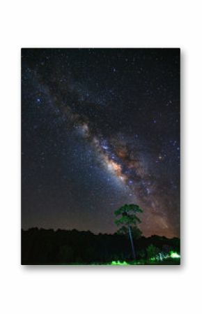 milky way galaxy and silhouette of tree with cloud at Phu Hin Rong Kla National Park,Phitsanulok Thailand