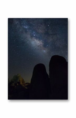 Milky Way Boulders Silhouette and Lit