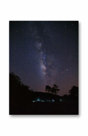 milky way galaxy and silhouette of tree with cloud at Phu Hin Rong Kla National Park,Phitsanulok Thailand