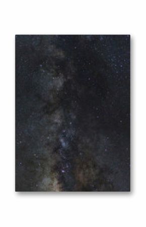 Starry night sky, Panorama Milky way galaxy with stars and space dust in the universe, Long exposure photograph, with grain.