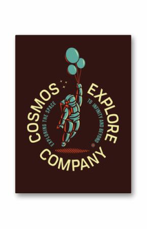 Cosmos exploration company illustration depicting a spaceman with balloons