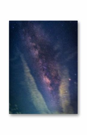 Landscape with Milky way galaxy. Night sky with stars.