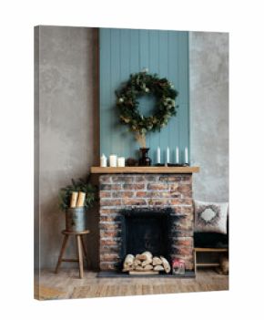 Cozy apartment with decorated fireplace