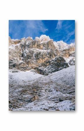 Snowy mountain slope in winter