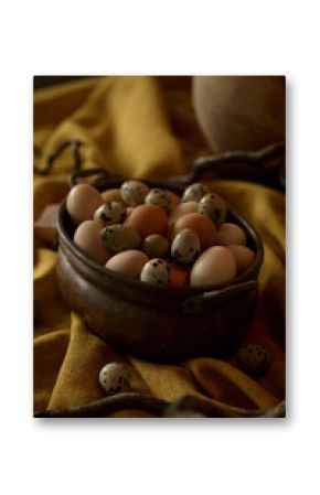 copper pot with eggs