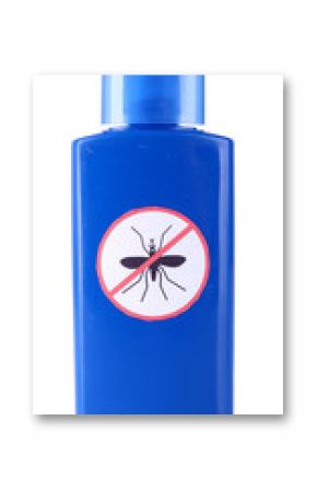 Bottle with mosquito repellent cream isolated on white