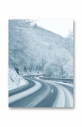 Winter Driving - Curvy Snowy Country Road