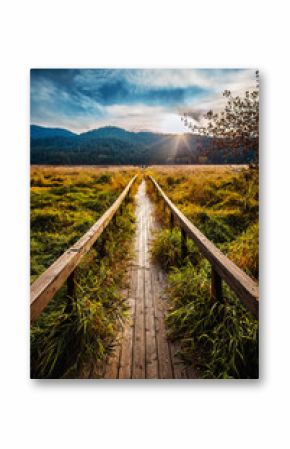 Autumn boardwalk in Liberty Lake, Washington