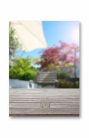 Rustic wooden table in summer