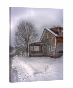 Snowy farm house in Northern New Hampshire