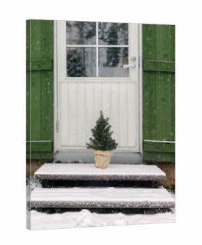Small Christmas tree on porch