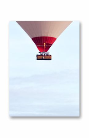 Air balloon flying over hills
