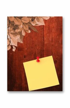 Autumn leaves with yellow note
