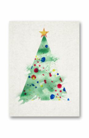 Abstract green Christmas tree painting