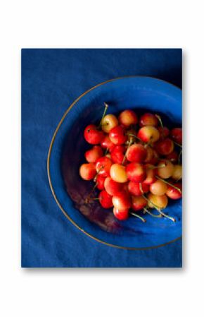 Healthy food: freshly picked cherries in bowl