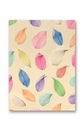 Seamless pattern of veined colorful leaves