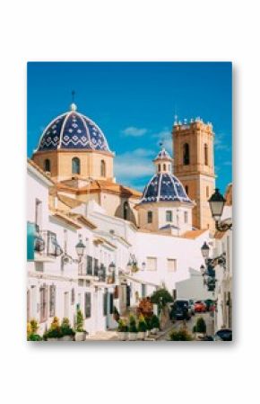 Vertical shot of modern buildings in Altea, Spain