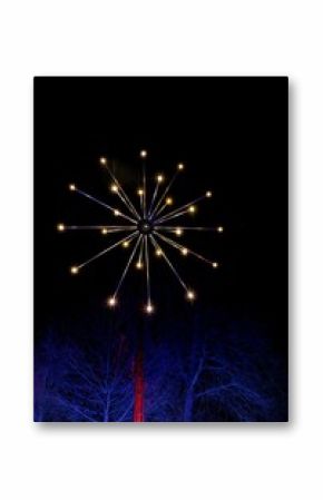 Vertical shot of an illuminated firework installation at Blenheim Christmas Lights Trail