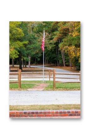 Vertical of the American flag at Cheraw State Park in Chesterfield County, South Carolina