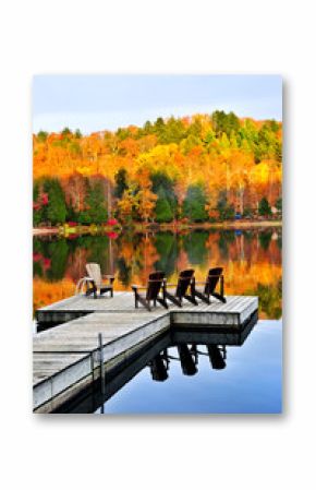 Wooden dock on autumn lake