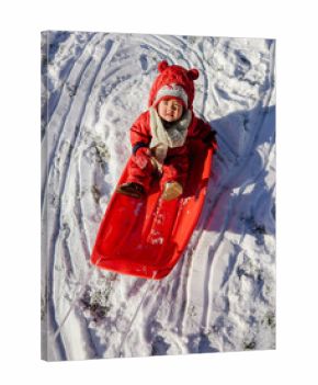 Little baby in sled