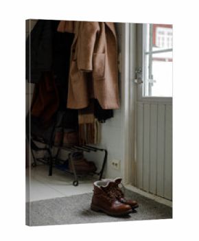 Hallway with coats on hangers