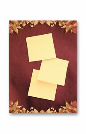 Autumn leaves with yellow note