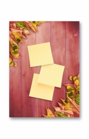 Autumn leaves with yellow note