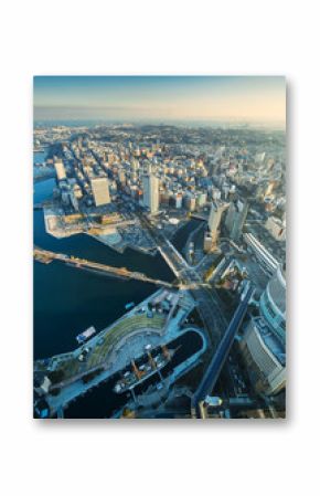 Aerial view of Yokohama Cityscape at Minato Mirai waterfront district.